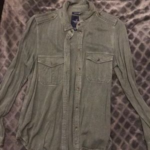 American Eagle green button down